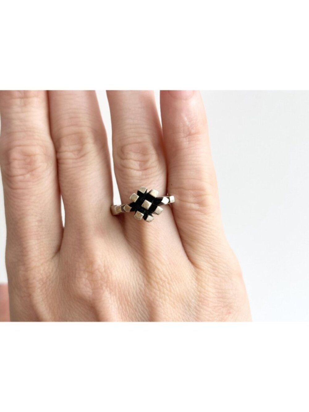 Brutalist Danish Made 1950's Classic Sterling Silver 925 Vintage Ring - sz 6 - Picture 14 of 16